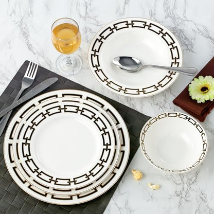 Abbey Black Chain With Gold Bone China 20PC Set 4