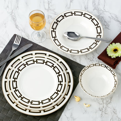 Abbey Black Chain With Gold Bone China 20PC Set 5