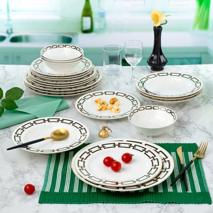 Abbey Black Chain With Gold Bone China 20PC Set 7