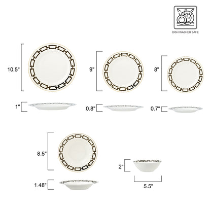 Abbey Black Chain With Gold Bone China 20PC Set 8