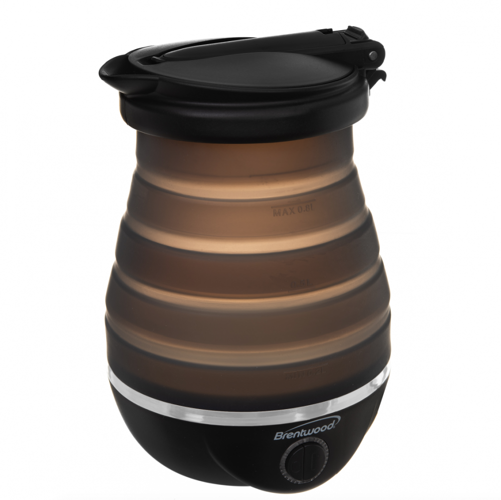 BREKT1508BK Dual Voltage Collapsible Travel Kettle, Black