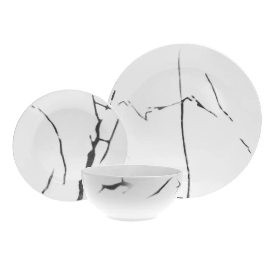 Boulon Black Porcelain 12 Piece Dinnerware Set, Service For 4 3