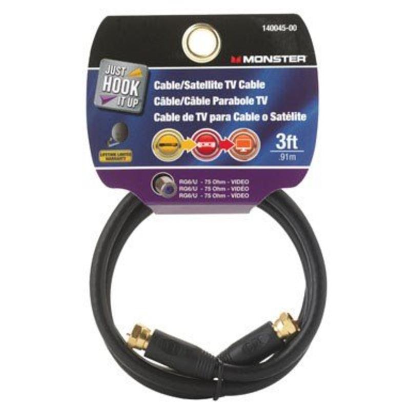 CABLE COAX RG6 3' BLACK