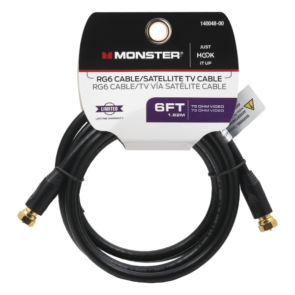 CABLE COAX RG6 6' BLACK