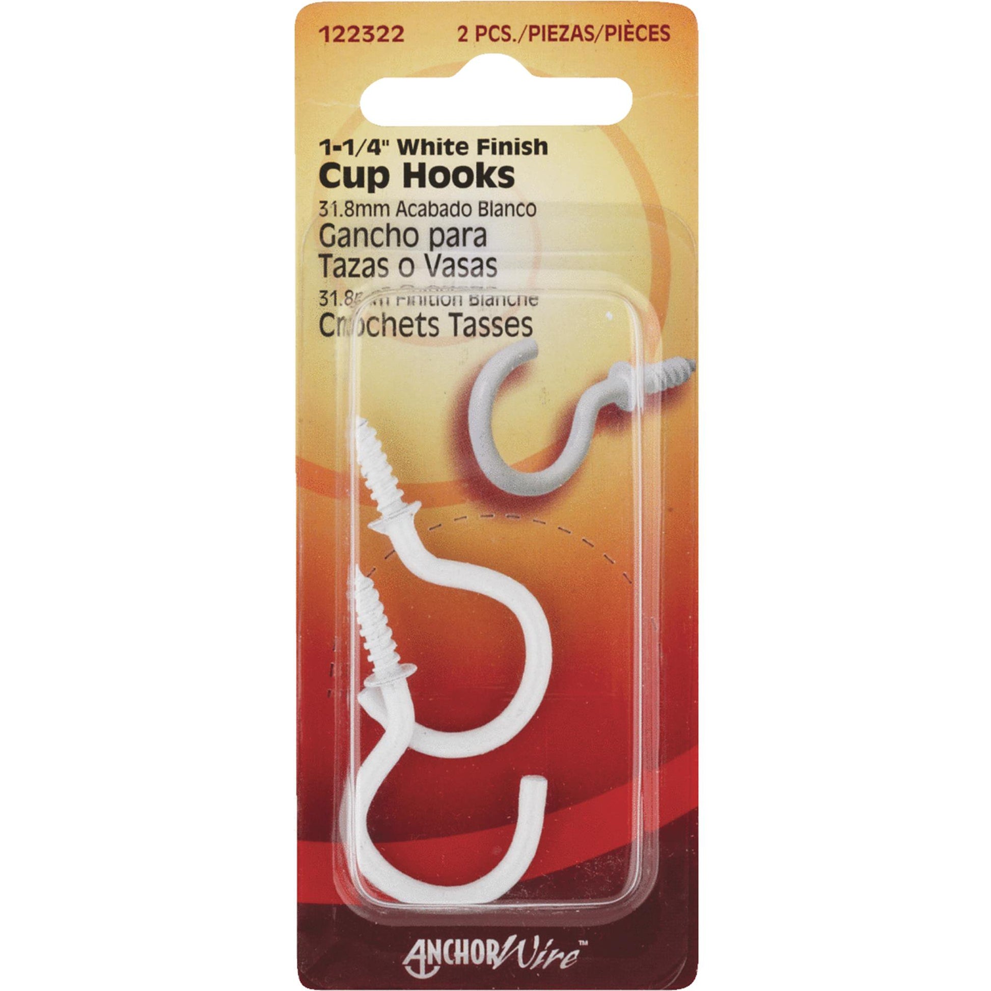 CD 1-1/4 WHITE CUP HOOK 10