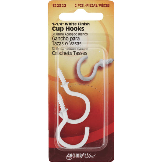 CD 1-1/4 WHITE CUP HOOK 10