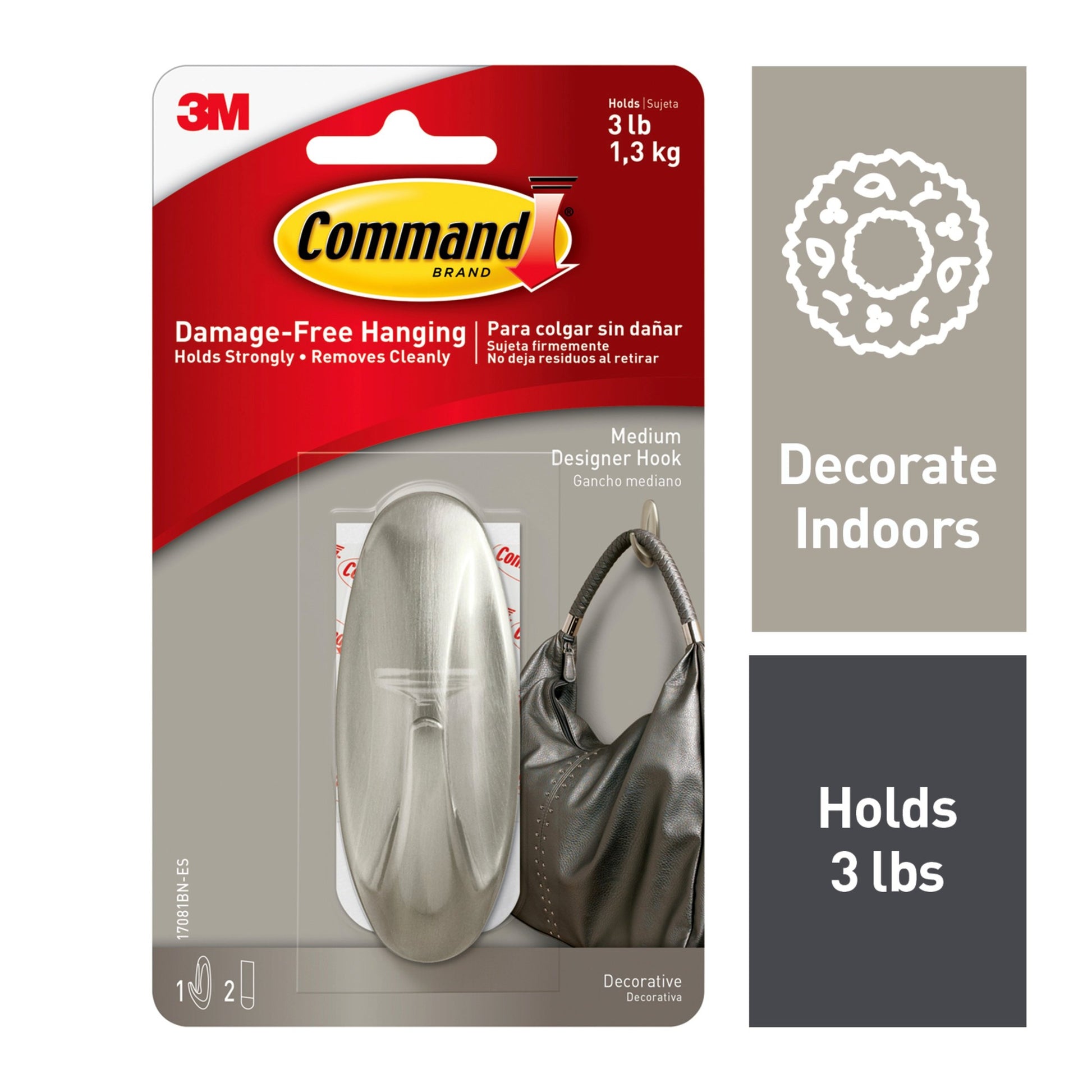 COMMAND COLOR HOOK PEWTER