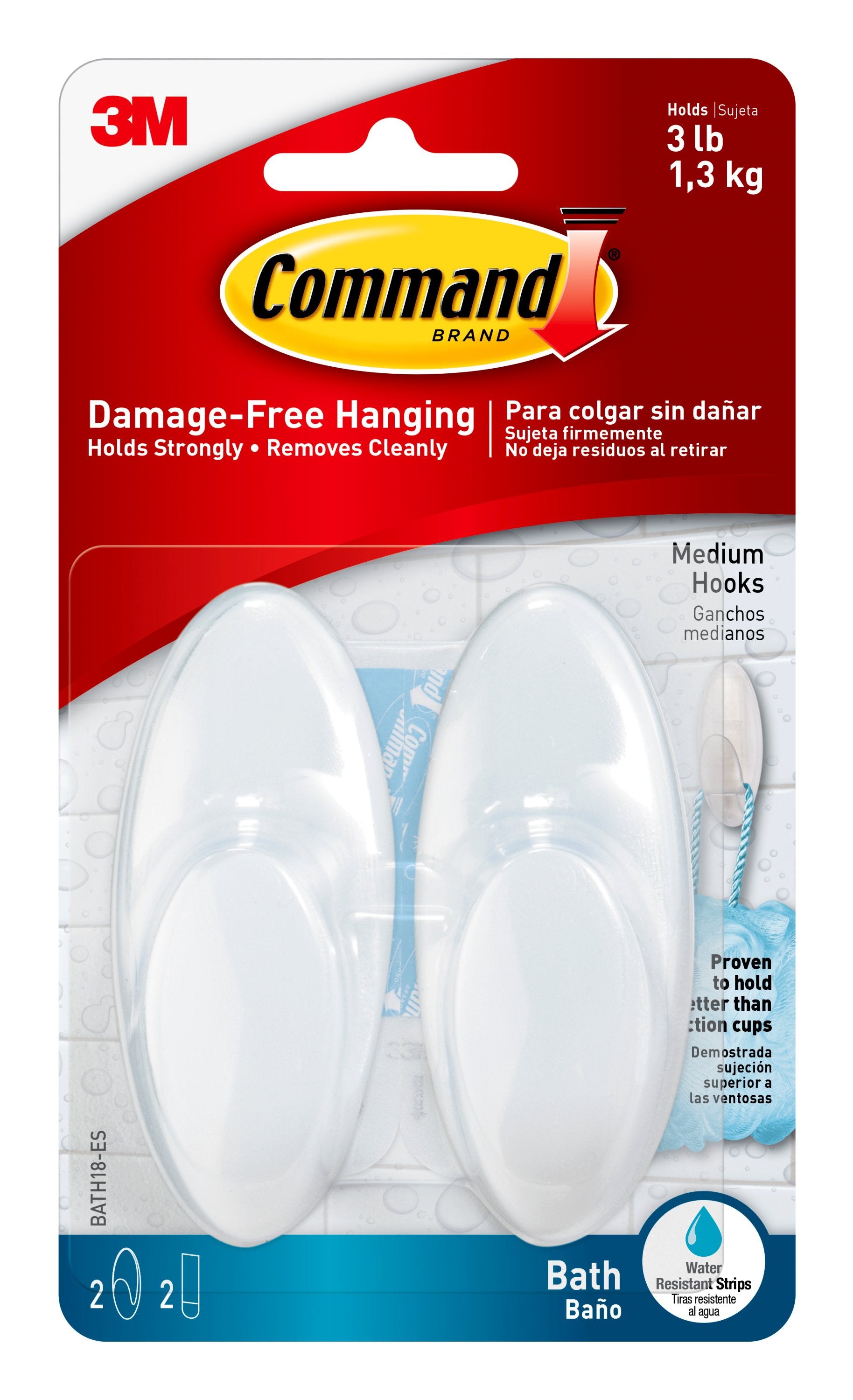 COMMAND WATERPROOF MEDIUM TOWEL HOOK