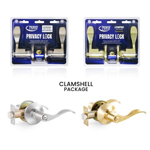 Commercial Duty Entry Door Lever Lock Set With Decorative Handle & 2 KW1 Keys-Carded 1