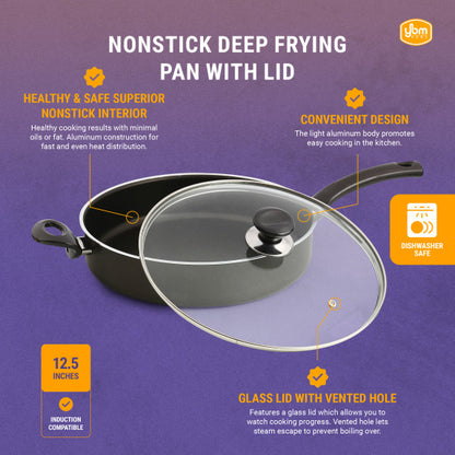 Deep Frying Pan with Lid 12" 2