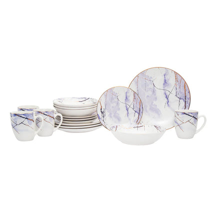 Devon Porcelain 16 Piece Dinnerware Set, Service For 4