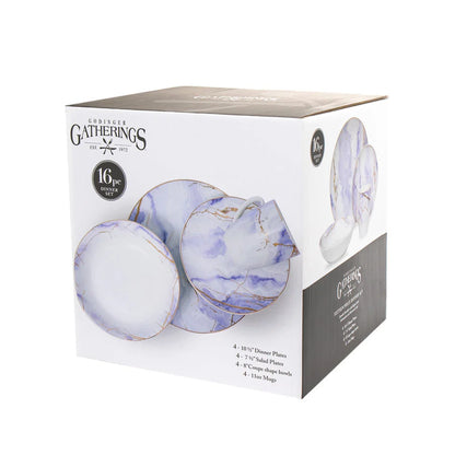 Devon Porcelain 16 Piece Dinnerware Set, Service For 4 4