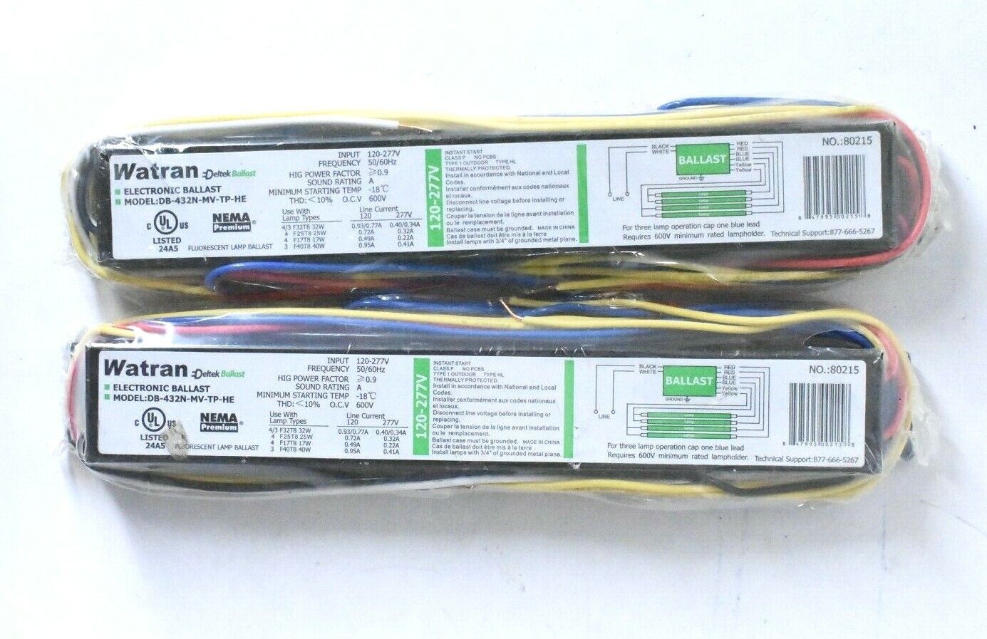 Electronic instant start ballast; 120-277volt