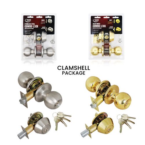 Entry Door Knob Combo Lock Set with Deadbolt & 4 KW1 Keys, Carded