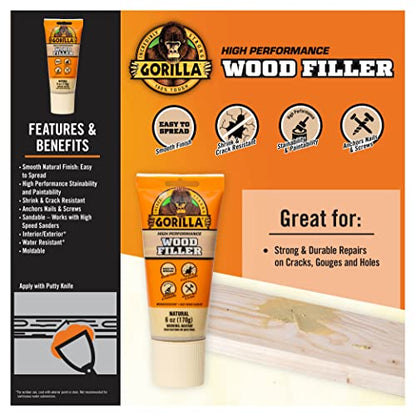 GORILLA WOOD FILLER 6OZ TUBE 6PC DISP 3