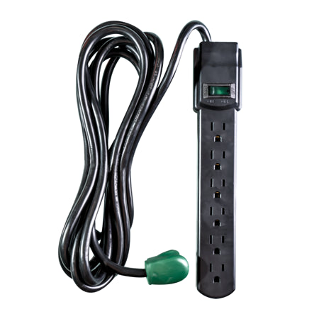 Go Green 6 Outlet 12 Ft Cord Black 250J