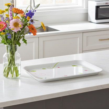 19" Rectangle Melamine Serving Tray, Floral