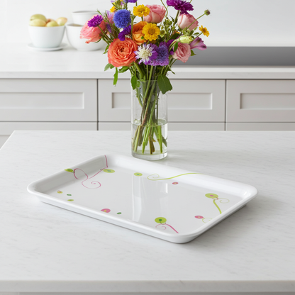 19" Rectangle Melamine Serving Tray, Floral
