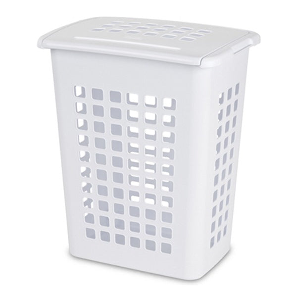 HAMPER-24" RECT-WHITE-HINGE