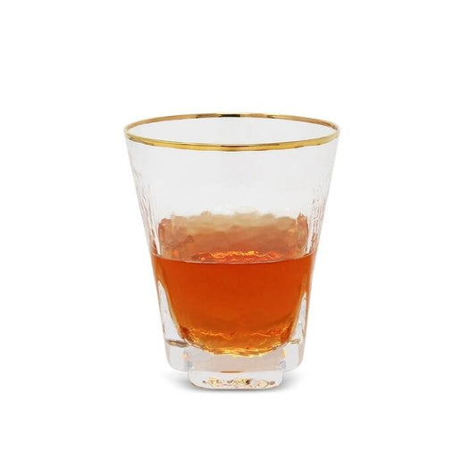 Hammered Tumblers Square Shaped with Gold Rim