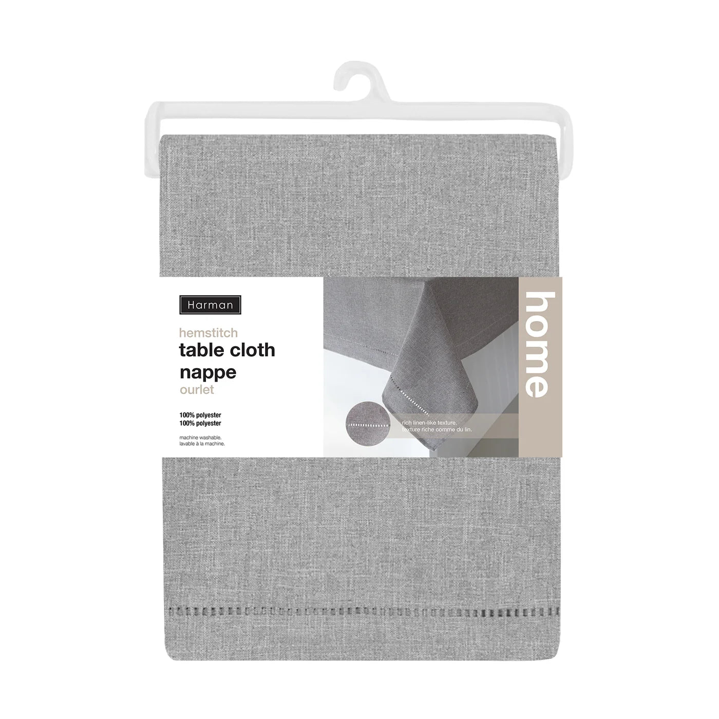 Hemstitch Tablecloth, Grey, 60x90 1