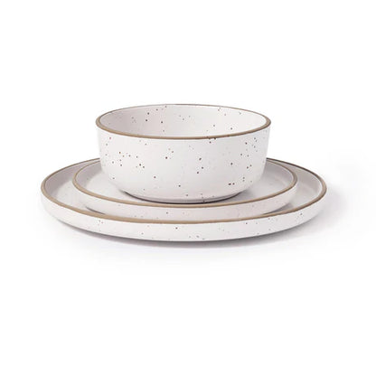 Inwood White Speckled Stoneware 12 Piece Dinnerware Set, Service for 4