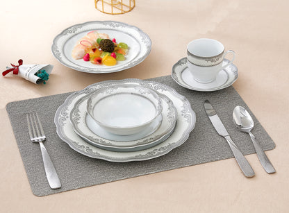 Porcelain Wavy Edge Dinnerware Set, 24 Piece Service for 4 Victoria Design