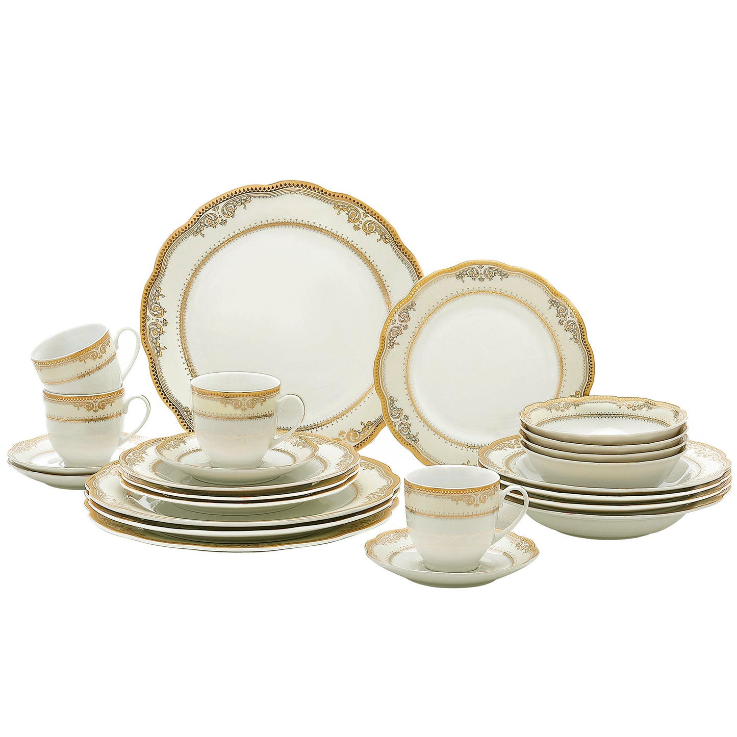 ISABELLA DESIGN Porcelain  24 PIECE Service For 4