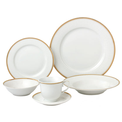 24 Piece Gold Porcelain Dinnerware Service for 4-Georgette