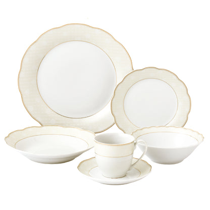 Tova 24 Piece Wavy Dinnerware-Porcelain-Srvice for 4-Tova