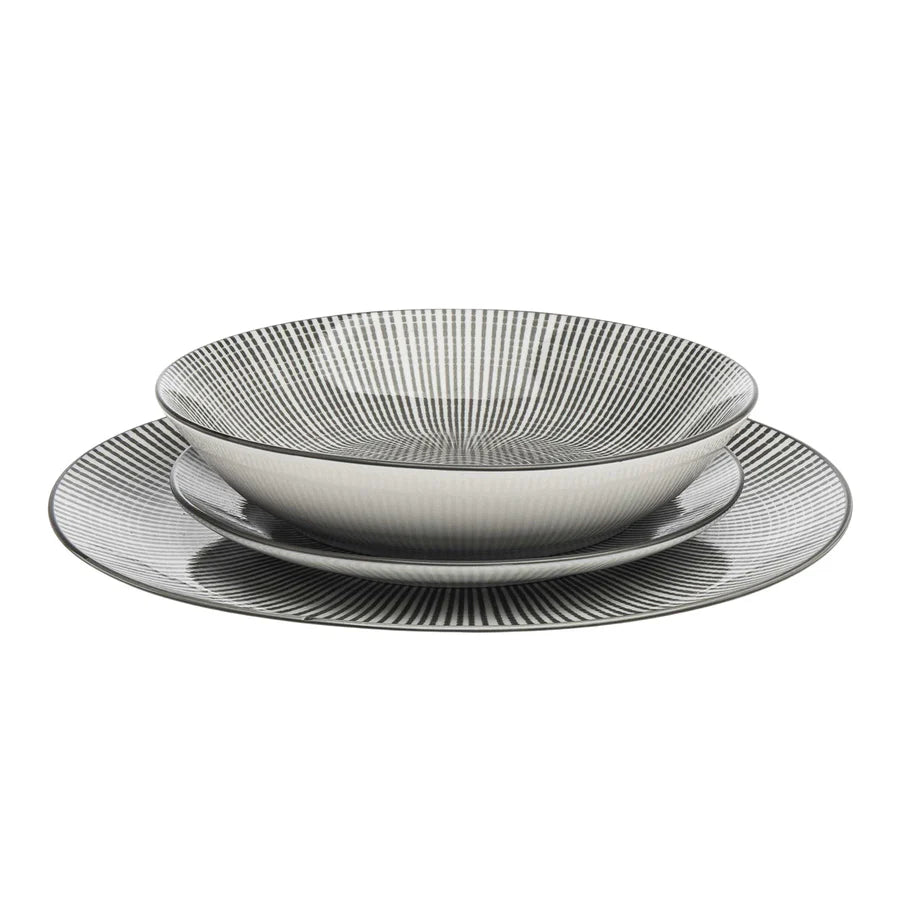 Laura Grey Porcelain 12 Piece Dinnerware Set, Service For 4 2