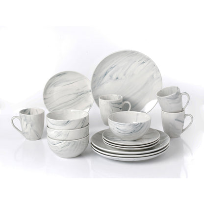 Lorren Hone Trends 16 Piece Porcelain Grey Marble Set 1