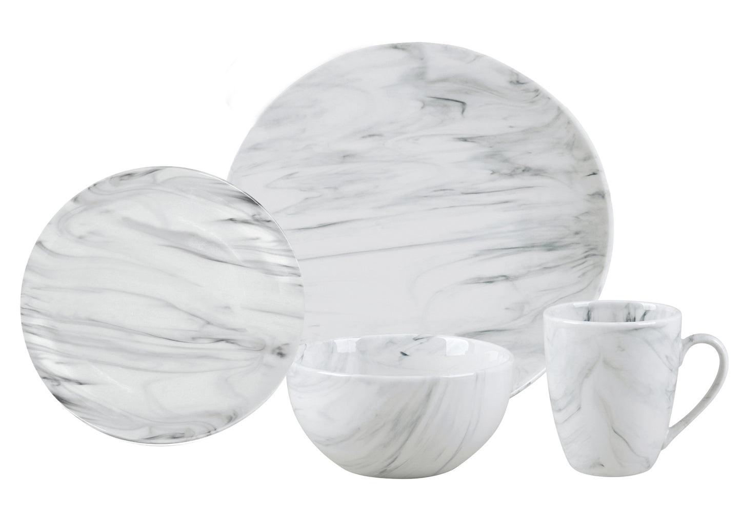 Lorren Hone Trends 16 Piece Porcelain Grey Marble Set 3