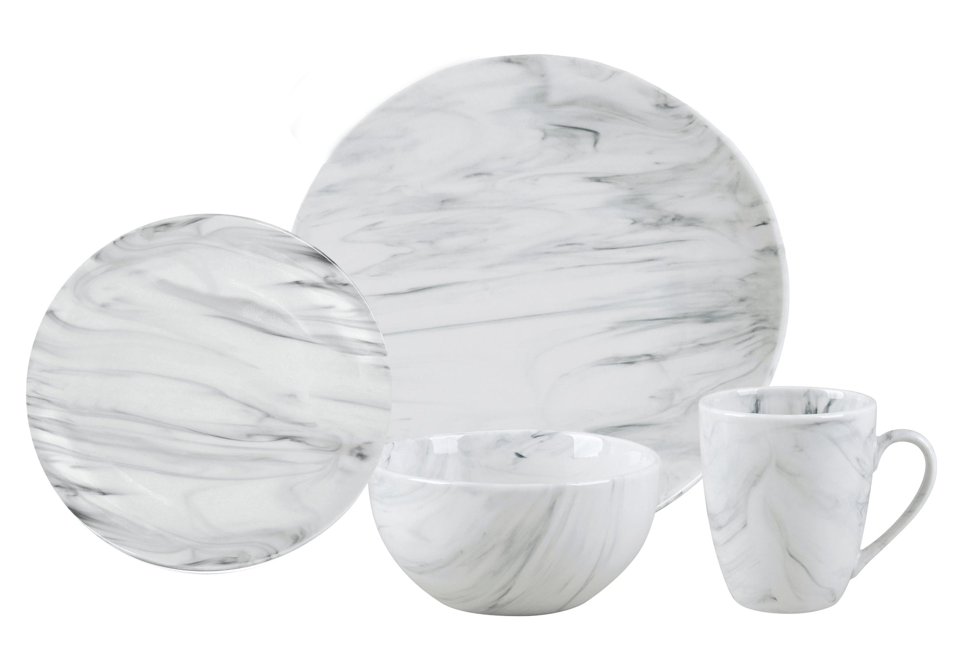 Lorren Hone Trends 16 Piece Porcelain Grey Marble Set 3
