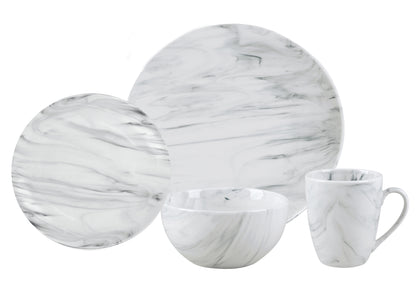 Lorren Hone Trends 16 Piece Porcelain Grey Marble Set 3