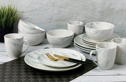 Lorren Hone Trends 16 Piece Porcelain Grey Marble Set 5