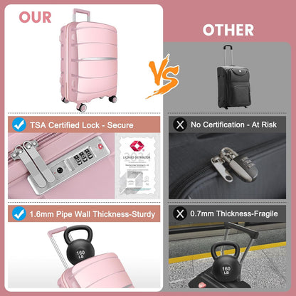 Luggage Sets with Spinner Wheels (20/24/28 Inch), PP+ABS Suitcase Sets 2