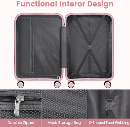 Luggage Sets with Spinner Wheels (20/24/28 Inch), PP+ABS Suitcase Sets 6