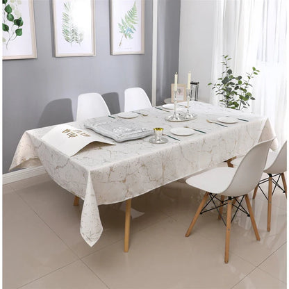 Majestic Tablecloth, Marble White with Gold Or Silver Accents, 70"x108" 11