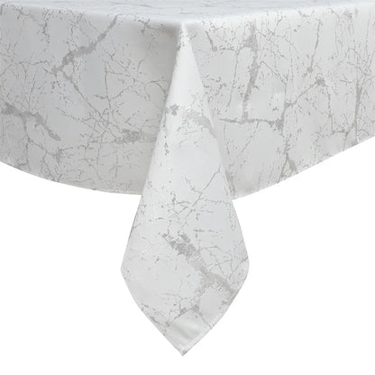 Majestic Tablecloth, Marble White with Gold Or Silver Accents, 70"x108" 2