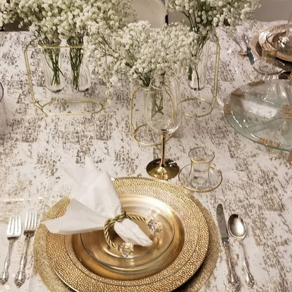 Majestic Tablecloth, Velvet - Gold Mosaic Print 4