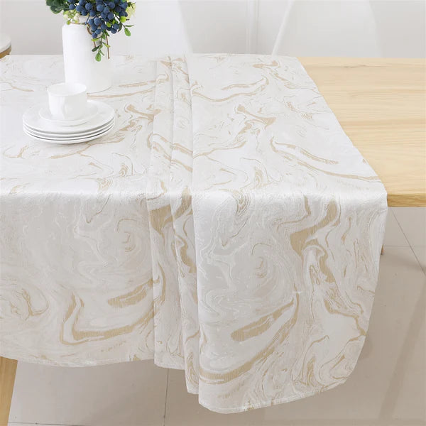Majestic Tablecloth, White Gold Wave 70"x108 6
