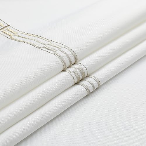 Majestic Tablecloths (70"X120", Linen Look White Center Gold Square) 4