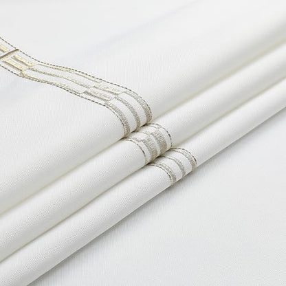 Majestic Tablecloths (70"X120", Linen Look White Center Gold Square) 4