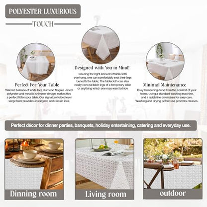 Majestic Tablecloths Lace (70"x108", Diamond Filagree) 4