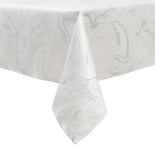Majestic Tablecloths, White Silver Wave 1