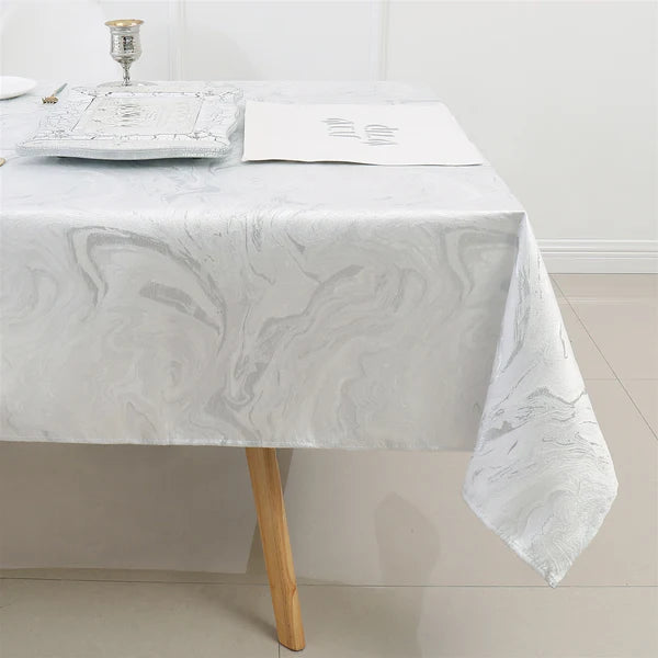 Majestic Tablecloths, White Silver Wave 6
