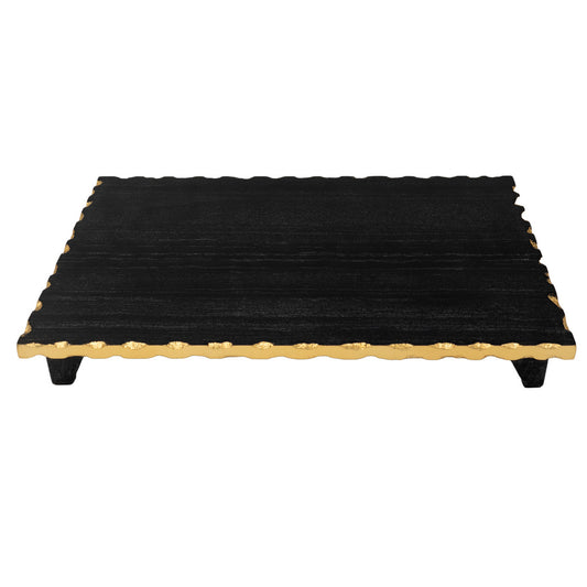 Marble Raised Challah Board Black