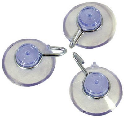 Med Suction Cup Hooks 3 Pk.