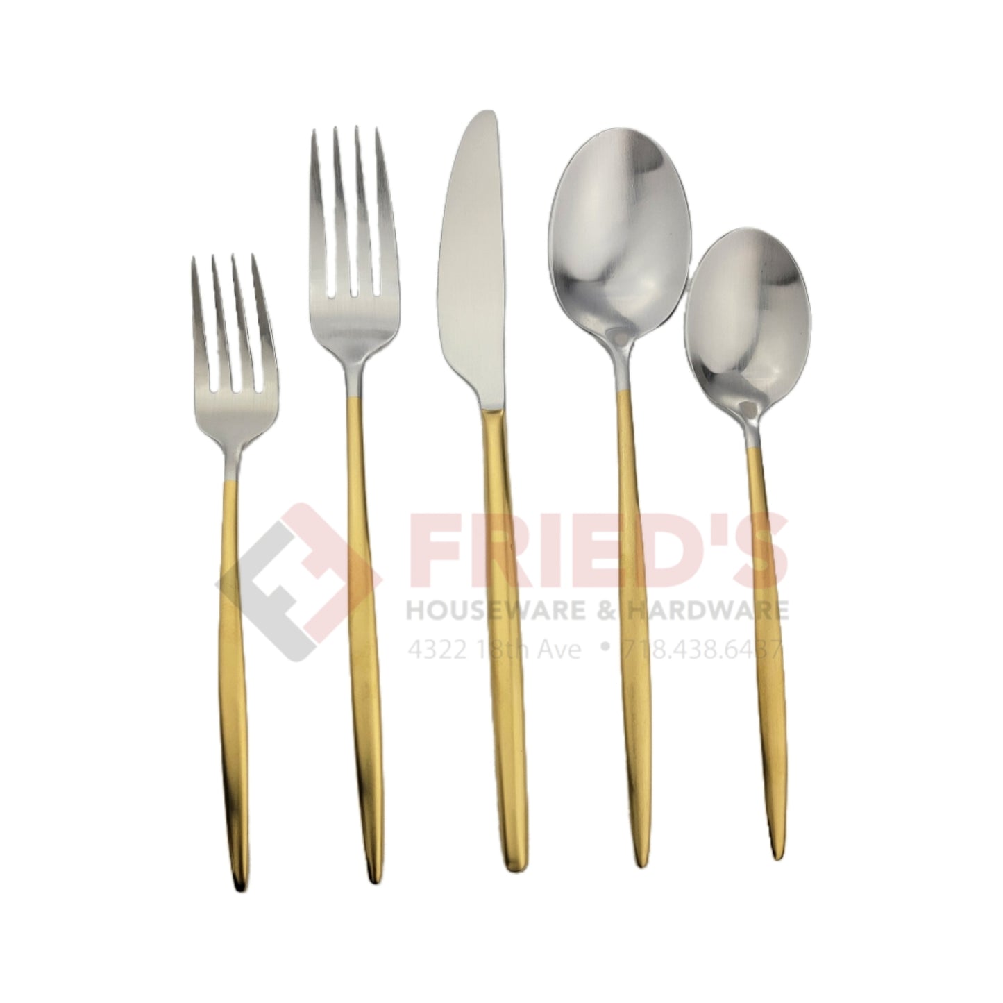 Metropolitan By Holister, Hari, Satin Gold Handle, 20 Piece Flatware Set, 18 Chromium
